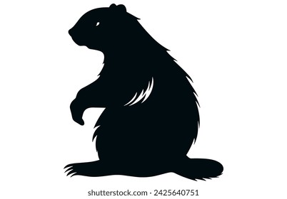 Groundhog Thinking silhouette design, groundhog Thinking black vector design ,
