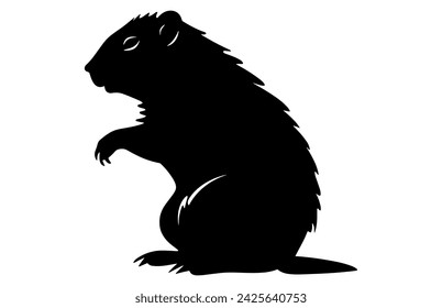 Groundhog Thinking silhouette design, groundhog Thinking black vector design ,
