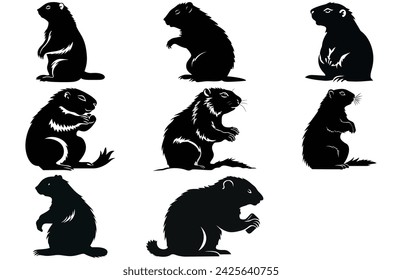 Groundhog Thinking silhouette design, groundhog Thinking black vector design ,
