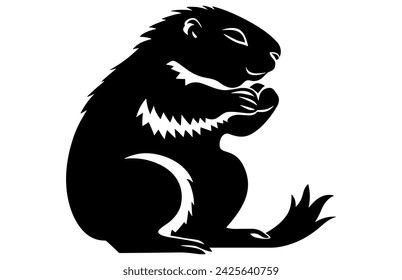 Groundhog Thinking silhouette design, groundhog Thinking black vector design ,
