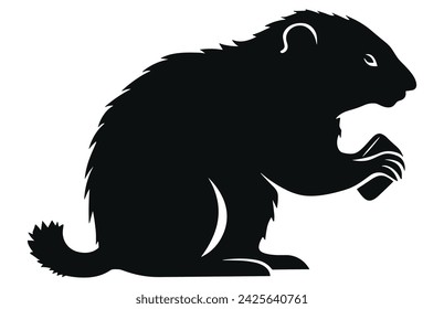 Groundhog Thinking silhouette design, groundhog Thinking black vector design ,
