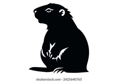 Groundhog Thinking silhouette design, groundhog Thinking black vector design ,
