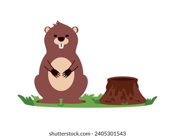 groundhog tree stump illustration isolated