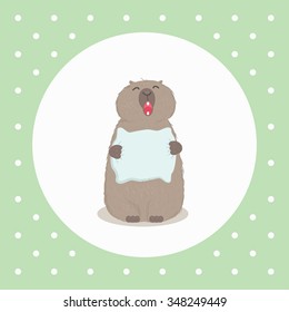 Groundhog. Vector illustration. Can be used in web design, printed on fabric/paper, as a background, or as an element in a composition or as Groundhog day gift card