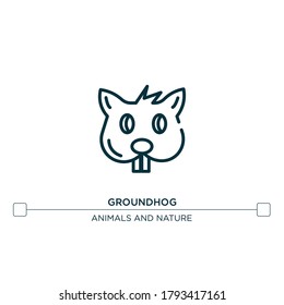 groundhog vector line icon. Simple element illustration. groundhog outline icon from forest animals concept. Can be used for web and mobile
