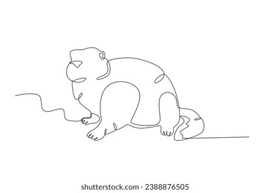 A groundhog walked looking at his shadow. Groundhog day one-line drawing