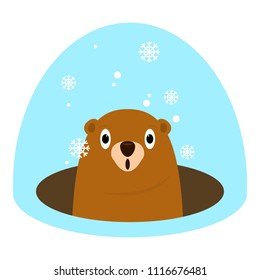 Groundhog at winter icon. Flat illustration of groundhog at winter vector icon for web design