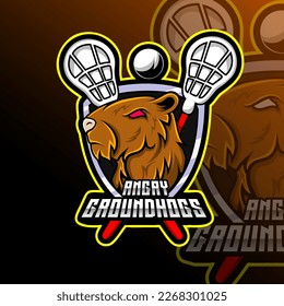 Groundhogs Lacrosse Animal Mascot Sport Club Team Badge