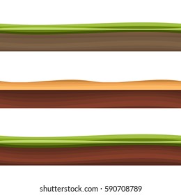 Grounds, Soil And Grass For Ui Game Illustration of a set of various seamless grounds