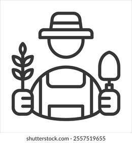 Groundskeeper Outline Icon Vector Illustration