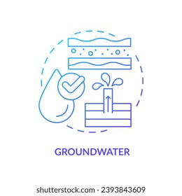 Groundwater blue gradient concept icon. Underground liquid substances. Fresh water supply source abstract idea thin line illustration. Isolated outline drawing