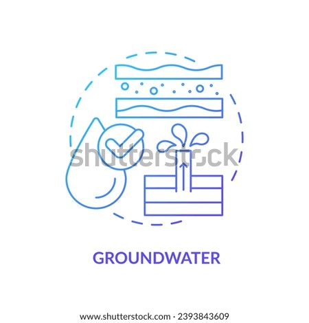 Groundwater blue gradient concept icon. Underground liquid substances. Fresh water supply source abstract idea thin line illustration. Isolated outline drawing
