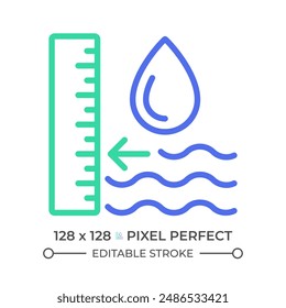 Icono de línea de dos colores del nivel del agua subterránea. Nivel freático. Estudio hidrogeológico. Símbolo de contorno bicolor de recarga de agua subterránea. Pictograma lineal de duotono. Ilustración aislada Trazo editable