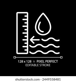 Groundwater level white linear icon for dark theme. Water table. Hydrogeological study. Groundwater recharge. Thin line illustration. Isolated symbol for night mode. Editable stroke. Pixel perfect