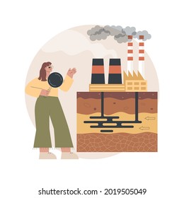 Groundwater pollution abstract concept vector illustration. Groundwater contamination, underground water pollution, chemical pollutant in soil, landfill, purification system abstract metaphor.