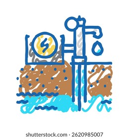 amostragem de águas subterrâneas hidrogeólogo ícone doodle esboço vetor. amostragem de águas subterrâneas sinal hidrogeólogo. símbolo isolado ilustração