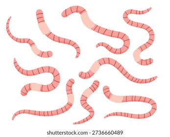 Groundworm crawling set, earthworm, pink worm