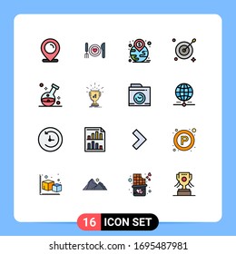 Group of 16 Flat Color Filled Lines Signs and Symbols for healthcare; arrow; couple; aim; location Editable Creative Vector Design Elements