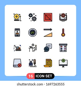 Group of 16 Flat Color Filled Lines Signs and Symbols for achievement; password; diagonal; lock; setting Editable Creative Vector Design Elements