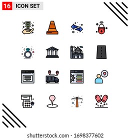 Grupo de 16 símbolos y símbolos de líneas llenas de color plano para la actualidad; wifi; interruptor; seguridad; Elementos de diseño de vectores creativos editables