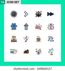 Grupo de 16 símbolos y símbolos de líneas llenas de color plano para el hotel; arriba; persona; flecha; elementos de diseño de vectores creativos editables en red