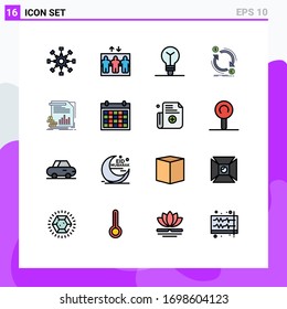 Group of 16 Flat Color Filled Lines Signs and Symbols for finance; convert; bulb; money; currency Editable Creative Vector Design Elements