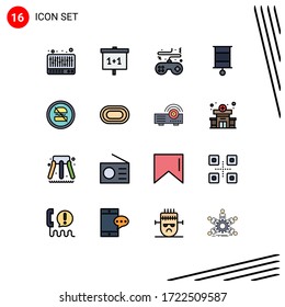 Group of 16 Flat Color Filled Lines Signs and Symbols for banned; toy; pad; kid; baby Editable Creative Vector Design Elements