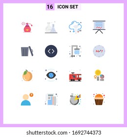 Group of 16 Flat Colors Signs and Symbols for ecology; education; iot; easel; blackboard Editable Pack of Creative Vector Design Elements