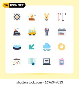Group of 16 Flat Colors Signs and Symbols for transport; auto; flame; vertical; font Editable Pack of Creative Vector Design Elements