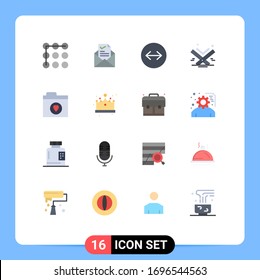Group of 16 Flat Colors Signs and Symbols for files; eid; horizontal swipe; islam; holy Editable Pack of Creative Vector Design Elements