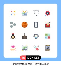 Group of 16 Flat Colors Signs and Symbols for science; cells; communication; marketing seo; premium Editable Pack of Creative Vector Design Elements
