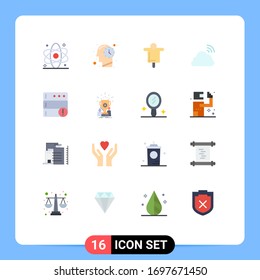 Group of 16 Flat Colors Signs and Symbols for alert; spring; agriculture; sky; cloud Editable Pack of Creative Vector Design Elements