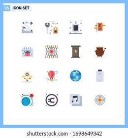Grupo de 16 signos y símbolos de color plano para el cumpleaños; agujero de la cerradura; éxito; maniquí; paquete editable de bloqueo de elementos de diseño de vectores creativos