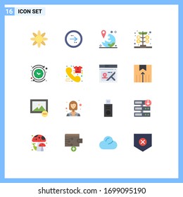 Group of 16 Flat Colors Signs and Symbols for backward; investment; gps; growth; navigation Editable Pack of Creative Vector Design Elements