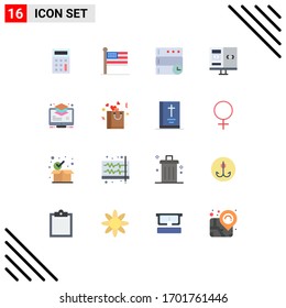 Group of 16 Flat Colors Signs and Symbols for layers; arrange; server; development; computer Editable Pack of Creative Vector Design Elements