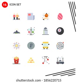 Group of 16 Flat Colors Signs and Symbols for hill; nature; text sheet; easter; hand Editable Pack of Creative Vector Design Elements