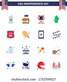 Group of 16 Flats Set for Independence day of United States of America such as desert; flower; usa; cactus; star Editable USA Day Vector Design Elements