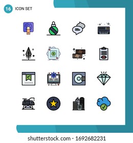 Group of 16 Modern Flat Color Filled Lines Set for purchase; thanks; chatting; feather; electronic Editable Creative Vector Design Elements