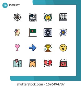 Grupo de 16 modernas líneas de color plano rellenas para humanos; ciencia; etiqueta; péndulo; promocionar elementos editables de diseño de vectores creativos