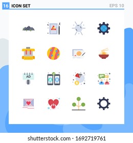 Group of 16 Modern Flat Colors Set for education; world; billiards; internet; science Editable Pack of Creative Vector Design Elements