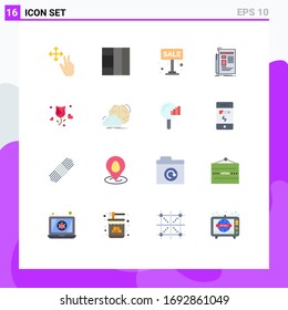 Group of 16 Modern Flat Colors Set for love; rose; sign; newspaper; news Editable Pack of Creative Vector Design Elements