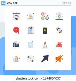 Group of 16 Modern Flat Colors Set for water hose; hose; science; fire hose; energy Editable Pack of Creative Vector Design Elements