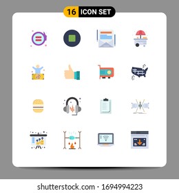 Group of 16 Modern Flat Colors Set for like; person; newsletter; millionaire; billionaire Editable Pack of Creative Vector Design Elements