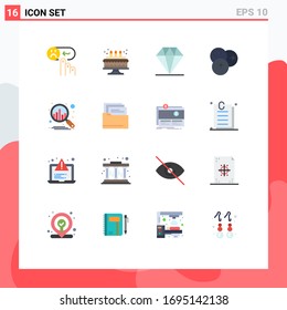Group of 16 Modern Flat Colors Set for plan; line; care; fruits; food Editable Pack of Creative Vector Design Elements