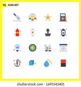 Group of 16 Modern Flat Colors Set for medicine; form; vehicles; fitness; theatre Editable Pack of Creative Vector Design Elements