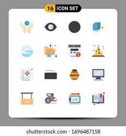 Gruppe von 16 modernen Flachfarben, die als Wolke dienen; Nacht; Signal; Mond; Paket mit Editable Pack von kreativen Design-Elementen für Vektorillustrationen
