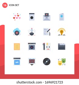 Group of 16 Modern Flat Colors Set for new; cloud; media; travel; id Editable Pack of Creative Vector Design Elements
