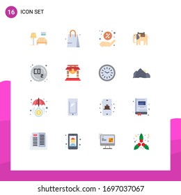 Group of 16 Modern Flat Colors Set for waste; gas; sale; co; elephant Editable Pack of Creative Vector Design Elements