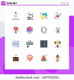 Group of 16 Modern Flat Colors Set for computer; candy; message; sweet; valentine Editable Pack of Creative Vector Design Elements