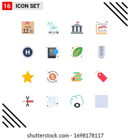 Group of 16 Modern Flat Colors Set for statistics; graph; trojan; diagram; american Editable Pack of Creative Vector Design Elements